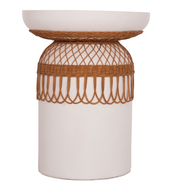 ΤΡΑΠΕΖΙ ΤΡΑΠΕΖΑΡΙΑΣ FB918159.02 FIBER CEMENT ΛΕΥΚΟ & RATTAN--Φ60x76,5Υεκ 2