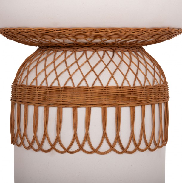 ΤΡΑΠΕΖΙ ΤΡΑΠΕΖΑΡΙΑΣ FB918159.02 FIBER CEMENT ΛΕΥΚΟ & RATTAN--Φ60x76,5Υεκ 4