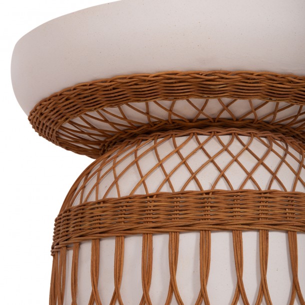 ΤΡΑΠΕΖΙ ΤΡΑΠΕΖΑΡΙΑΣ FB918159.02 FIBER CEMENT ΛΕΥΚΟ & RATTAN--Φ60x76,5Υεκ 9