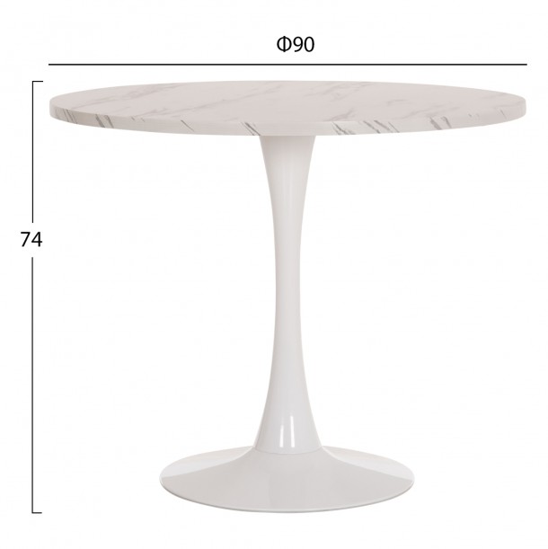 ΤΡΑΠΕΖΙ ΤΡΑΠΕΖΑΡΙΑΣ FB99421.11 ΣΤΡΟΓΓΥΛΟ WHITE MARBLE Φ90x74Υεκ. 1