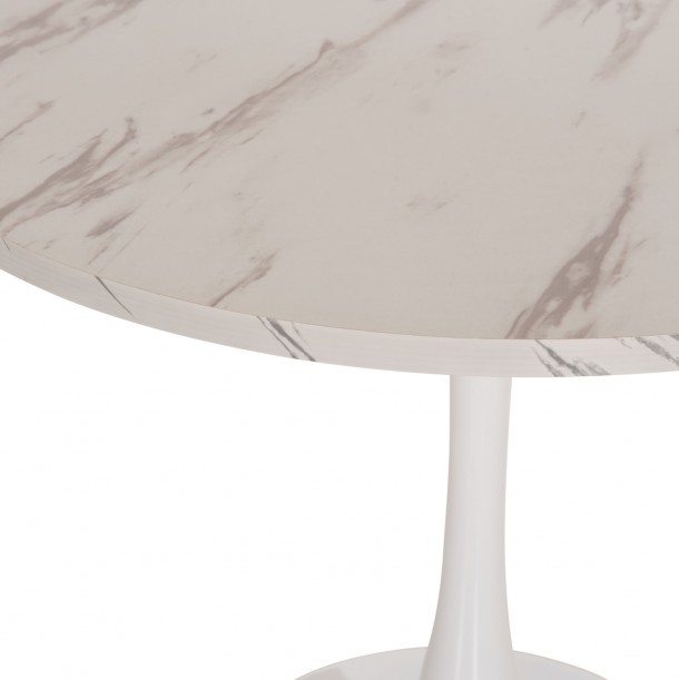 ΤΡΑΠΕΖΙ ΤΡΑΠΕΖΑΡΙΑΣ FB99421.11 ΣΤΡΟΓΓΥΛΟ WHITE MARBLE Φ90x74Υεκ. 5