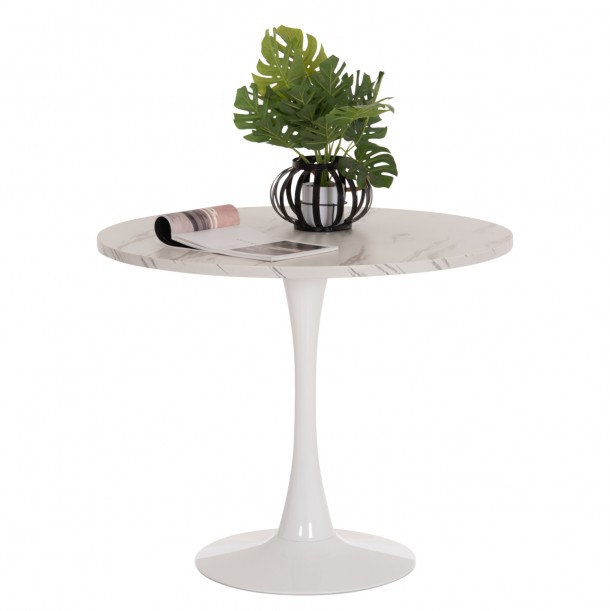 ΤΡΑΠΕΖΙ ΤΡΑΠΕΖΑΡΙΑΣ FB99421.11 ΣΤΡΟΓΓΥΛΟ WHITE MARBLE Φ90x74Υεκ. 0