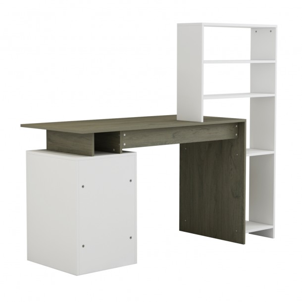 ΓΡΑΦΕΙΟ ΜΕ ΒΙΒΛΙΟΘΗΚΗ ΜΕΛΑΜΙΝΗ OLIVE GREY ΛΕΥΚΟ 146,3x55x128,8Υεκ.FB98886.11 2