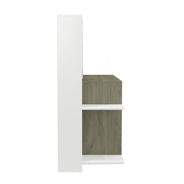 ΓΡΑΦΕΙΟ ΜΕ ΒΙΒΛΙΟΘΗΚΗ ΜΕΛΑΜΙΝΗ OLIVE GREY ΛΕΥΚΟ 146,3x55x128,8Υεκ.FB98886.11 5