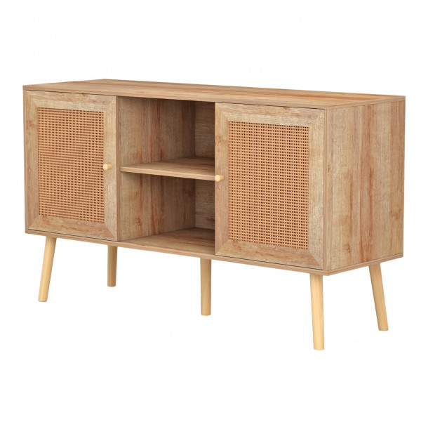 ΕΠΙΠΛΟ TV ΜΕΛΑΜΙΝΗΣ ΜΕ ΠΟΡΤΕΣ RATTAN FB99223.11 ΣΕ ΧΡΩΜΑ ΦΥΣΙΚΟ 120x39x56,5Υεκ. 6