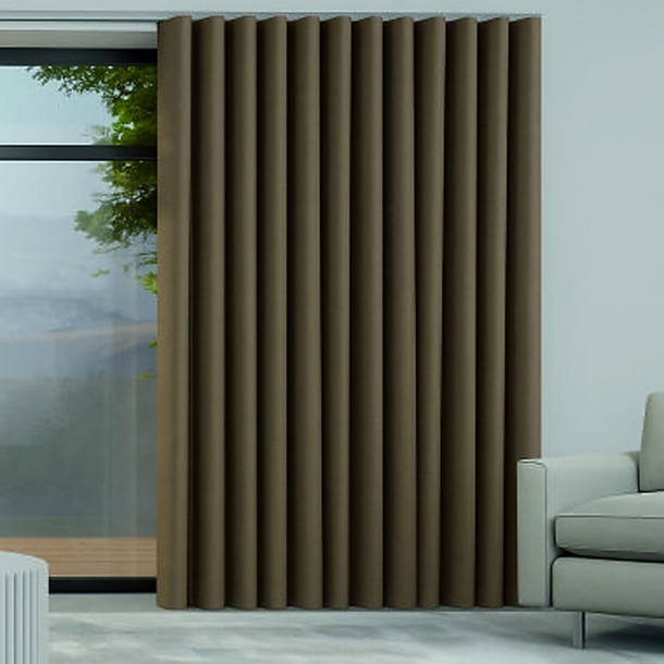 Κουρτίνα Wave Blackout taupe έτοιμη ραμμένη 140x260 για μοντέρνο σαλόνι – InHarmony