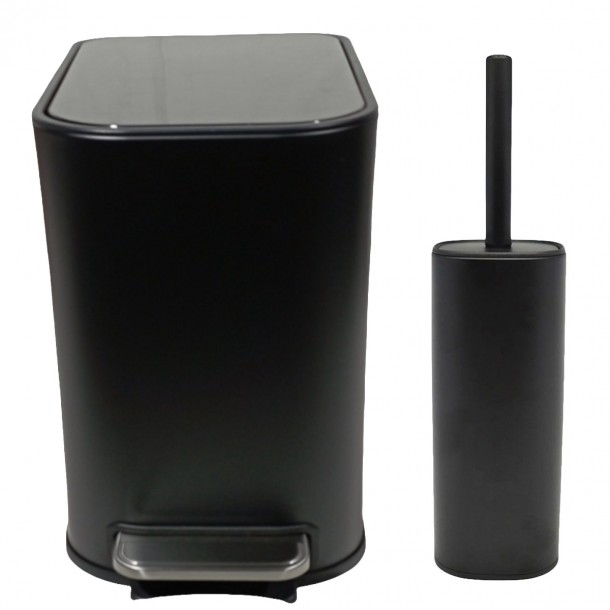 ΣΕΤ ΚΑΔΟΣ ΜΠΑΝΙΟΥ FINGERPRINT RESISTANCE ΜΕ ΠΕΝΤΑΛ SOFT CLOSE SL9291 ΜΑΥΡΟ 5LT  1