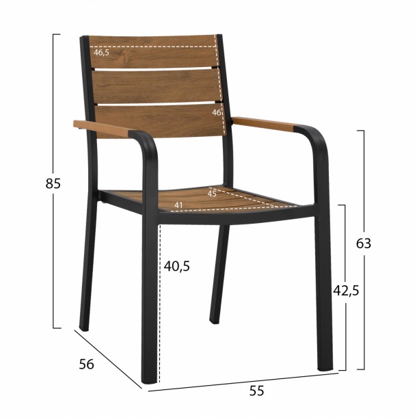 ΠΟΛΥΘΡΟΝΑ ΑΛΟΥΜΙΝΙΟΥ ΑΝΘΡΑΚΙ ΜΕ POLYWOOD FB95127.02 55x56x85Υεκ. 1