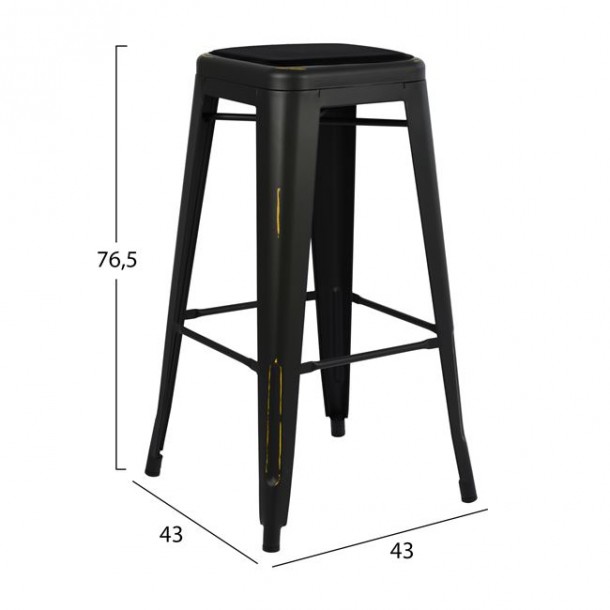 ΣΚΑΜΠΩ BAR ΜΑΥΡΗ ΠΑΤΙΝΑ ΚΑΙ ΚΑΘΙΣΜΑ FB98060.40 43x43x76,5 cm 1