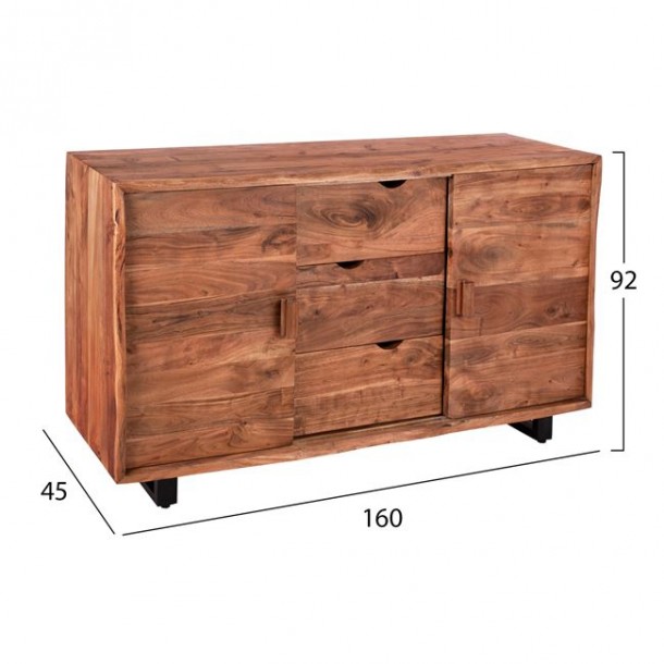 ΜΠΟΥΦΕΣ ΑΠΟ ΜΑΣΙΦ ΞΥΛΟ ΑΚΑΚΙΑΣ ΦΥΣΙΚΟ 160X45X92Υεκ.FB98184 1