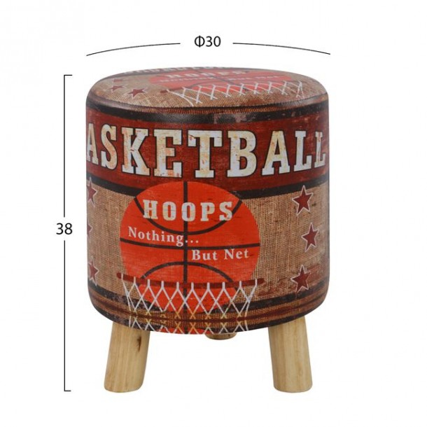 ΣΚΑΜΠΩ ΑΠΟ PU ΜΕ 3 ΠΟΔΙΑ ΞΥΛΙΝΑ FB98156 BASKETBALL Φ30Χ38Υεκ. 1