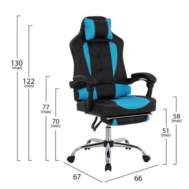 ΠΟΛΥΘΡΟΝΑ GAMING FB1055.08 SYNCHRO ΜΑΥΡΟ ΚΑΙ ΓΑΛΑΖΙΟ PU 66x67x130 cm 1