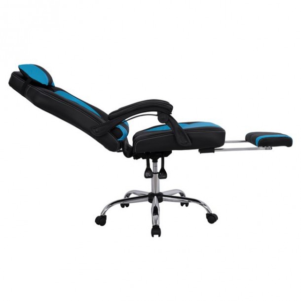 ΠΟΛΥΘΡΟΝΑ GAMING FB1055.08 SYNCHRO ΜΑΥΡΟ ΚΑΙ ΓΑΛΑΖΙΟ PU 66x67x130 cm 4