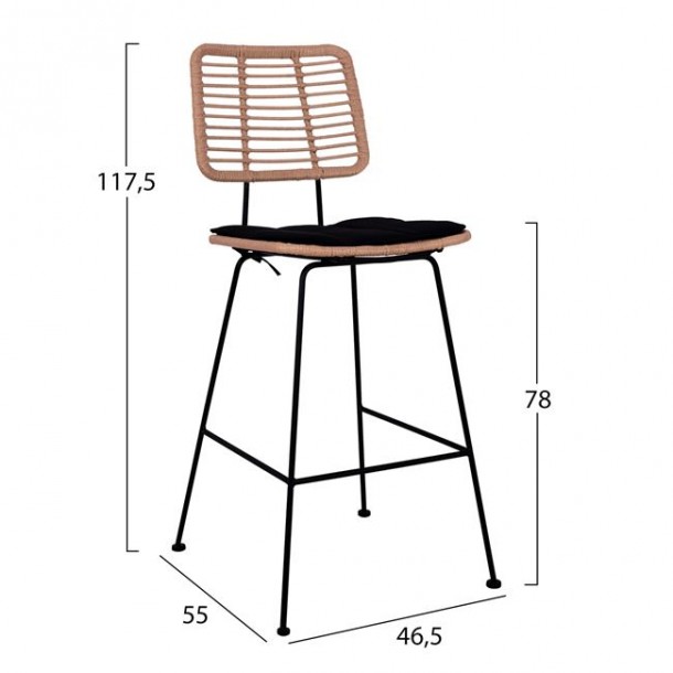 ΣΚΑΜΠΟ ΜΕΤΑΛΛΙΚΟ ΜΕ ΜΑΞΙΛΑΡΙ FB95455 ΜΕ WICKER ΜΠΕΖ 46,5x55x117,5Υ εκ. 1