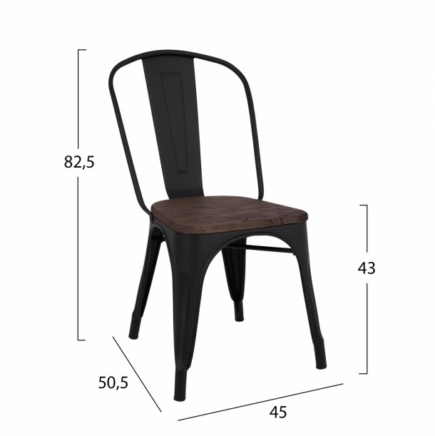 ΚΑΡΕΚΛΑ ΜΕΤΑΛΛΙΚΗ 45x50,5x82,5 εκ. FB0604.01 ΣΕ ΜΑΥΡΟ ΜΑΤ ΚΑΙ ΞΥΛΟ 1