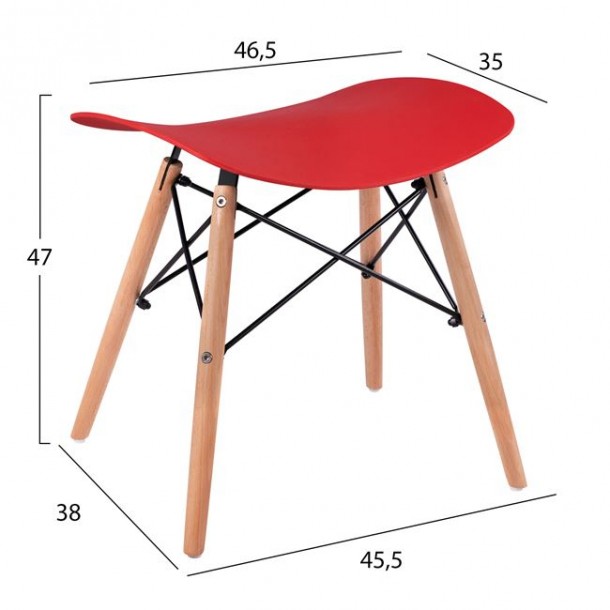 ΣΚΑΜΠΩ ΞΥΛΙΝΑ ΠΟΔΙΑ ΤΟΝΙΑ FB90109.04 KOKKINO 46,5x35x47 εκ. 1