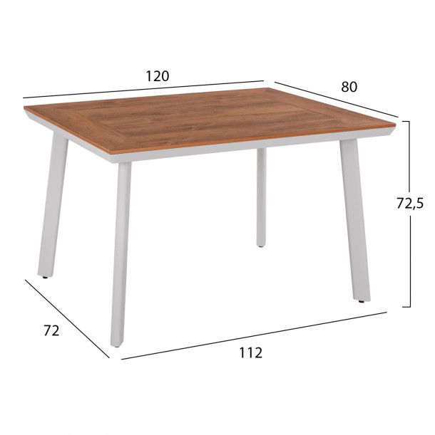 ΤΡΑΠΕΖΙ ΑΛΟΥΜΙΝΙΟΥ ΜΕ POLYWOOD ΛΕΥΚΟ 120x80x72,5Υ εκ. FB95562.01 1