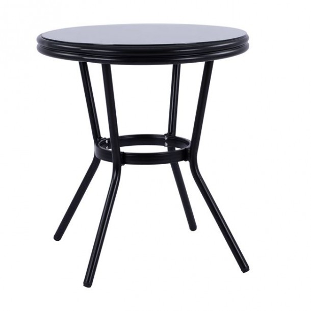 ΤΡΑΠΕΖΙ ΑΛΟΥΜΙΝΙΟΥ Φ70 BAMBOO FB95532.02 ΜΑΥΡΟ ΜΕ ΓΥΑΛΙ Φ70X76 εκ 0