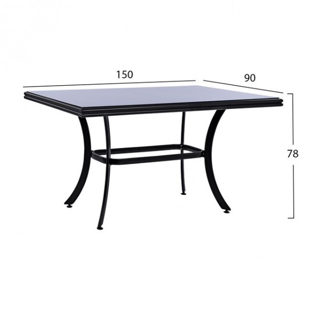 ΤΡΑΠΕΖΙ ΑΛΟΥΜΙΝΙΟΥ 150X90X78 BAMBOO FB95567.02 ΜΑΥΡΟ ΜΕ ΓΥΑΛΙ 1