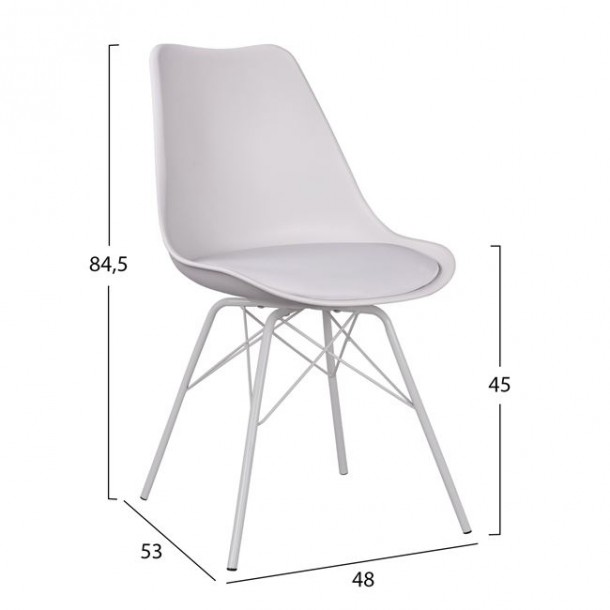 ΣΕΤ 5ΤΜΧ ΤΡΑΠΕΖΙ SONAMA 110x70x76 cm & ΚΑΡΕΚΛΕΣ ΧΡΩΜΑ ΛΕΥΚΟ ΜΕΤΑΛΛΙΚΑ ΠΟΔΙΑ FB911013 2