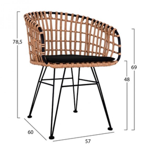 ΣΕΤ 3ΤΜΧ WICKER ΜΕ ΤΡΑΠΕΖΙ 80X80Χ78Υ ΜΠΕΖ & ΜΑΥΡΟ ΧΡΩΜΑ FB910481 1