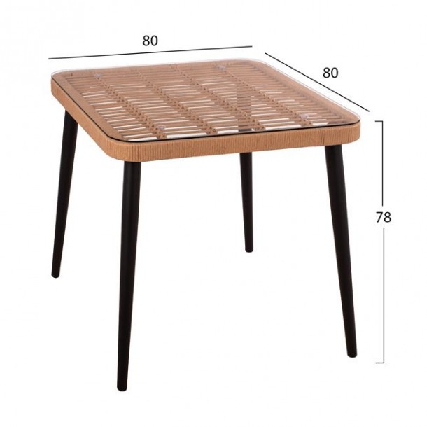 ΣΕΤ 3ΤΜΧ WICKER ΜΕ ΤΡΑΠΕΖΙ 80X80Χ78Υ ΜΠΕΖ & ΜΑΥΡΟ ΧΡΩΜΑ FB910485 2