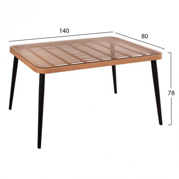 ΣΕΤ 5ΤΜΧ WICKER ΜΕ ΤΡΑΠΕΖΙ 140X80Χ78Υ ΜΠΕΖ & ΜΑΥΡΟ ΧΡΩΜΑ FB910508 2