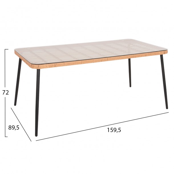 ΣΕΤ 7ΤΜΧ WICKER ΜΕ ΤΡΑΠΕΖΙ 160X90X78Υ ΜΠΕΖ & ΜΑΥΡΟ ΧΡΩΜΑ FB910495 3