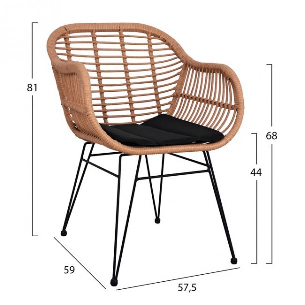 ΣΕΤ 7ΤΜΧ WICKER ΜΕ ΤΡΑΠΕΖΙ 160X90X78Υ ΜΠΕΖ & ΜΑΥΡΟ ΧΡΩΜΑ FB910513 1