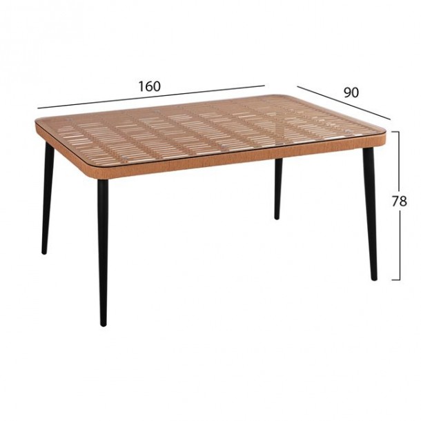 ΣΕΤ 7ΤΜΧ WICKER ΜΕ ΤΡΑΠΕΖΙ 160X90X78Υ ΜΠΕΖ & ΜΑΥΡΟ ΧΡΩΜΑ FB910516 5