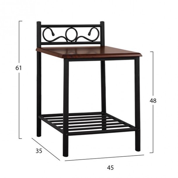 ΚΟΜΟΔΙΝΟ FB9388 ΑΠΟ ΜΕΤΑΛΛΟ ΚΑΙ ΞΥΛΟ 45x35x48-61 εκ. 1