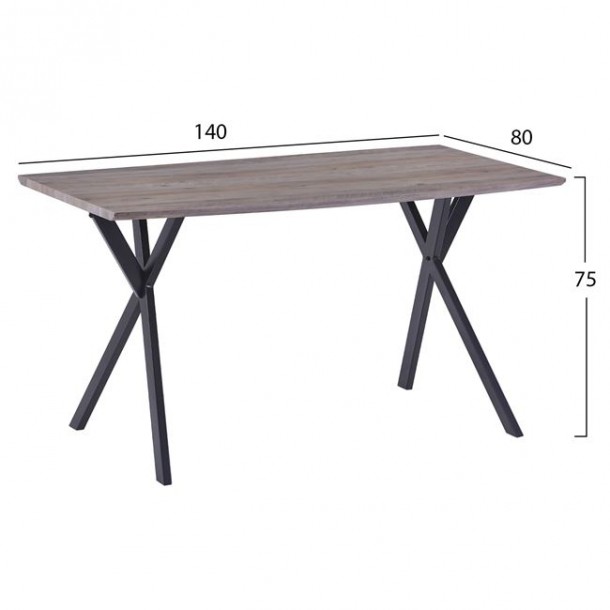 ΤΡΑΠΕΖΙ ΜΕ MDF ΕΠΙΦΑΝΕΙΑ OLD BEECH & ΜΕΤΑΛΛΙΚΑ ΠΟΔΙΑ FB98550.02 140X80X75Υεκ. 1