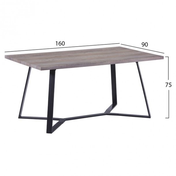ΤΡΑΠΕΖΙ FB98551.02 ΜΕ MDF ΕΠΙΦΑΝΕΙΑ OLD BEECH & ΜΕΤΑΛΛΙΚΑ ΠΟΔΙΑ 160X90X75Υεκ. 1