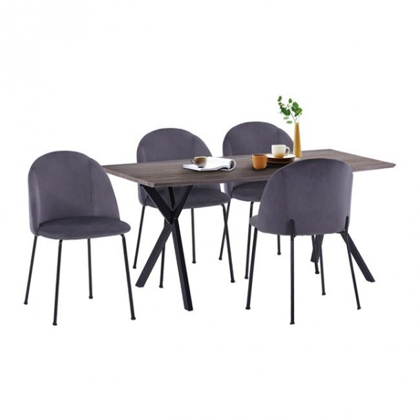 ΣΕΤ ΤΡΑΠΕΖΑΡΙΑΣ FB911181 5ΤΜΧ ΤΡΑΠΕΖΙ 140x80x75 cm MDF OLD BEECH & ΚΑΡΕΚΛΕΣ ΓΚΡΙ ΒΕΛΟΥΔΟ 0