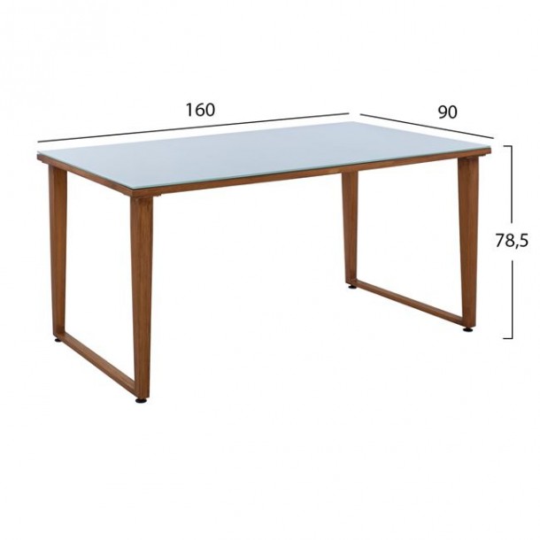 ΤΡΑΠΕΖΙ ΑΛΟΥΜΙΝΙΟΥ BAMBOO ΜΕ ΓΥΑΛΙ 160Χ90Χ78 FB95552.01 1