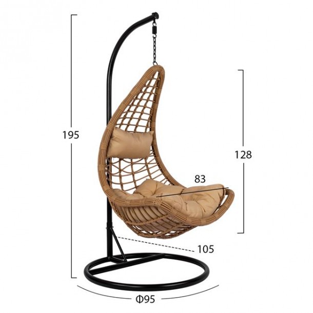 ΚΡΕΜΑΣΤΗ ΠΟΛΥΘΡΟΝΑ ΦΩΛΙΑ FB95676.01 ΜΕ WICKER & ΜΑΞΙΛΑΡΙΑ ΜΠΕΖ Φ95Χ195Υ εκ. 1