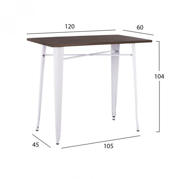 ΣΤΑΝΤ ΜΠΑΡ FB90614.21 ΜΕΤΑΛΛΙΚΟ ΣΕ ΧΡΩΜΑ MILK WHITE ΚAI ΞΥΛΟ 120x60x104Υ εκ. 1