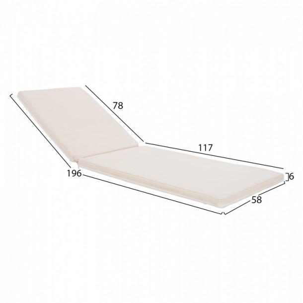 ΜΑΞΙΛΑΡΙ ΞΑΠΛΩΣΤΡΑΣ TEXTILENE 600gr/m2 2X1 SIFNOS ΜΠΕΖ FB911234.60T 196(117+1+78)x58x6εκ. 1
