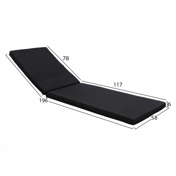 ΜΑΞΙΛΑΡΙ ΞΑΠΛΩΣΤΡΑΣ TEXTILENE 600gr/m2 2X1 ΜΑΥΡΟ FB911234.05T 196(117+1+78)x58x6 εκ. 1