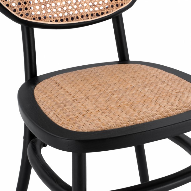 ΚΑΡΕΚΛΑ ΞΥΛΙΝΗ ΜΕ ΠΛΕΞΗ RATTAN ΣΕ ΜΑΥΡΗ ΑΠΟΧΡΩΣΗ FB98747 44x51x87 εκ. 6