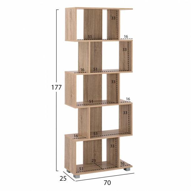ΒΙΒΛΙΟΘΗΚΗ ΜΕΛΑΜΙΝΗΣ FB92385.02 SONAMA 70x25x177Υ εκ. 1