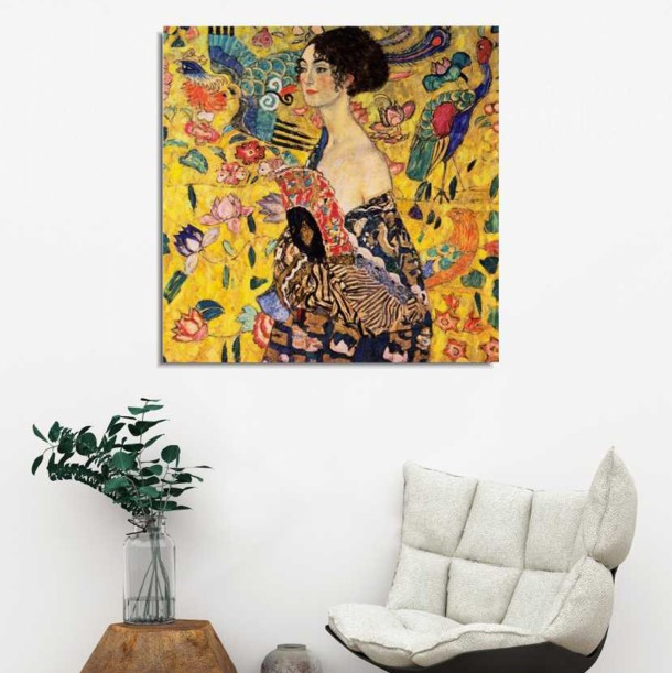 ΠΙΝΑΚΑΣ ΚΑΜΒΑΣ ΤΥΠΟΥ LADY WITH FAN FB97199.04 45x45x3 εκ. 2