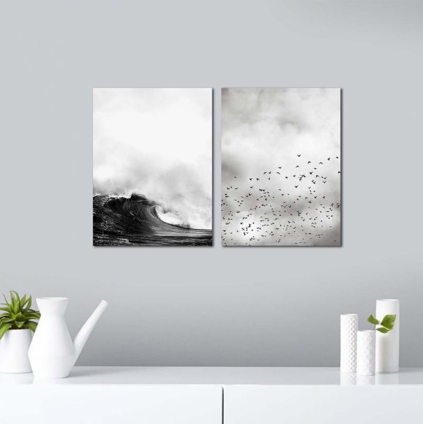 ΠΙΝΑΚΑΣ ΔΙΠΤΥΧΟ MDF BLACK & WHITE NATURE FB97203.01 60x40x2,7  εκ. 2