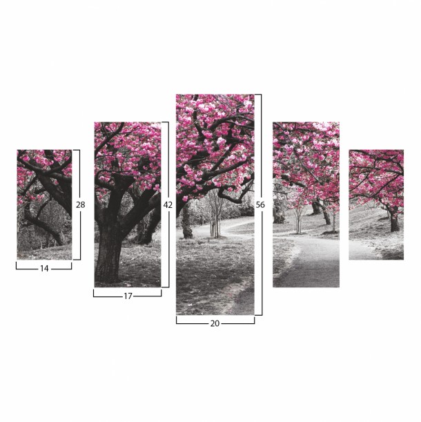 ΠΙΝΑΚΑΣ ΠΕΝΤΑΠΤΥΧΟ MDF BLOOMING TREE 82Χ56x3  FB97207.04 1