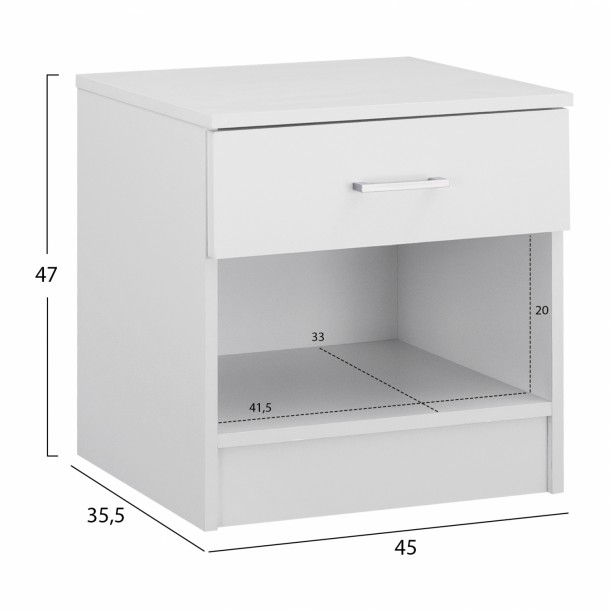 ΚΟΜΟΔΙΝΟ ΜΕ 1 ΣΥΡΤΑΡΙ ΛΕΥΚΟ FB92345.05 45x35,5x47 εκ. 1