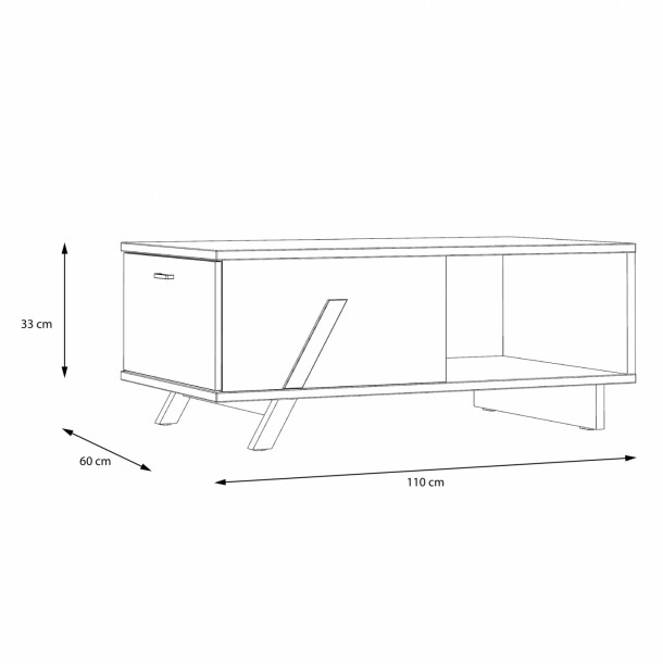 ΤΡΑΠΕΖΙ ΣΑΛΟΝΙΟΥ FB98815 ΣΤΑΧΤΙ ΜΑΥΡΟ 110x60x33 εκ. 2