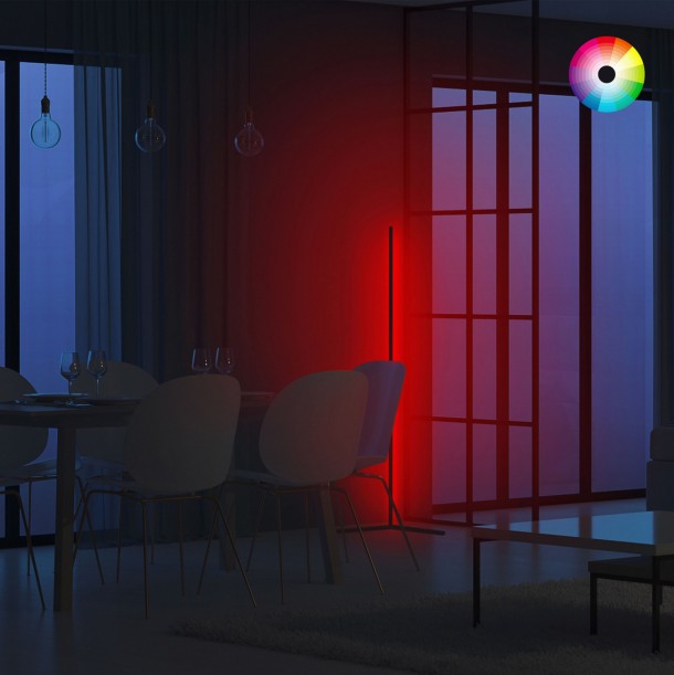 ΦΩΤΙΣΤΙΚΟ ΔΑΠΕΔΟΥ ΜΑΥΡΟ ΜΕ RGB LED & ΑΣΥΡΜΑΤΟ ΧΕΙΡΙΣΤΗΡΙΟ FB97309 30x30x120 εκ. 5