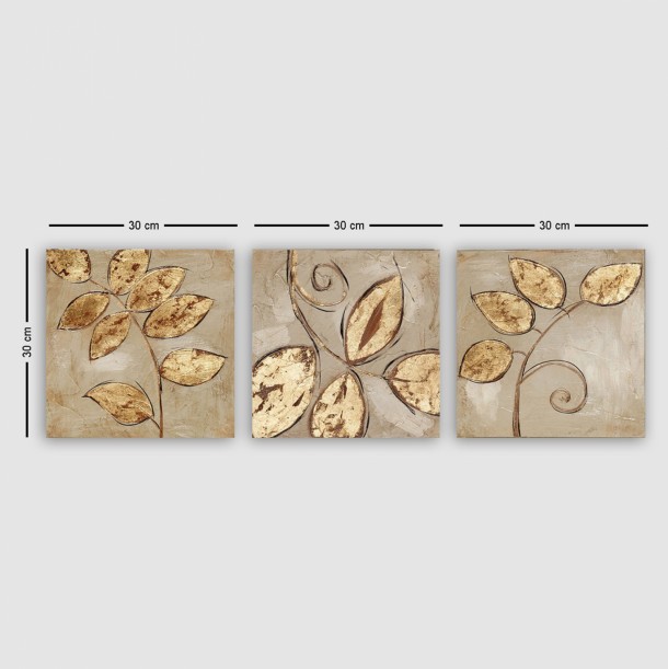 ΠΙΝΑΚΑΣ ΚΑΜΒΑΣ ΤΡΙΠΤΥΧΟ GOLDEN LEAVES FB97327 90Χ3Χ30 εκ. 2