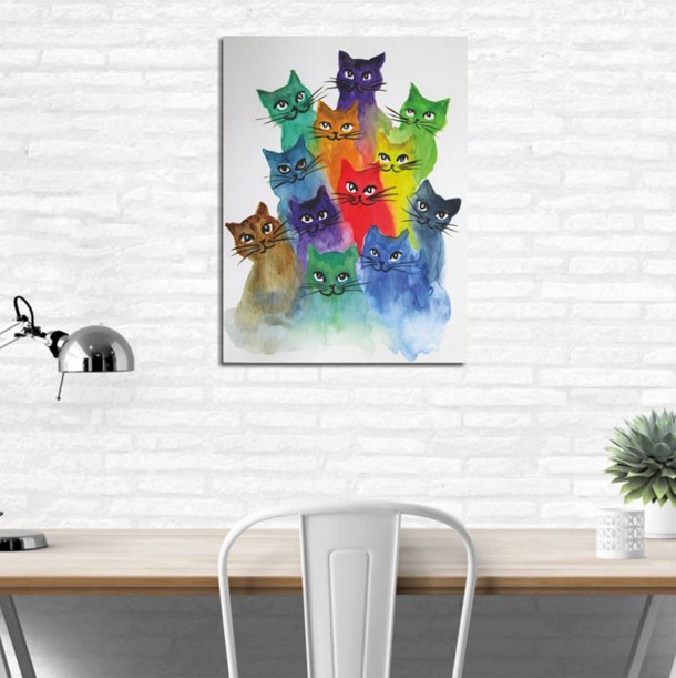 ΠΙΝΑΚΑΣ ΚΑΜΒΑΣ COLORFUL CATS FB97328 30Χ3Χ40 εκ. 1