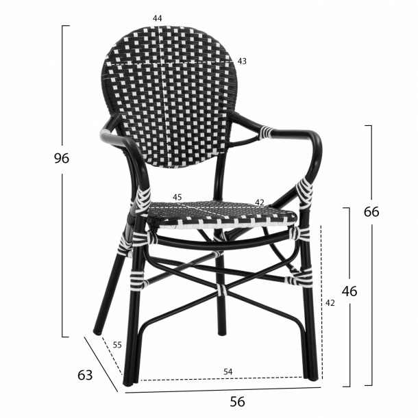 ΠΟΛΥΘΡΟΝΑ ΑΛΟΥΜΙΝΙΟΥ ΜΕ ΜΑΥΡΟ ΛΕΥΚΟ WICKER FB95793.02 56X63X96Y εκ. 1